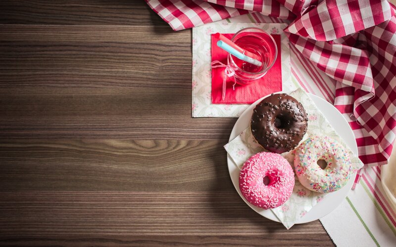 Three Donuts on Plate