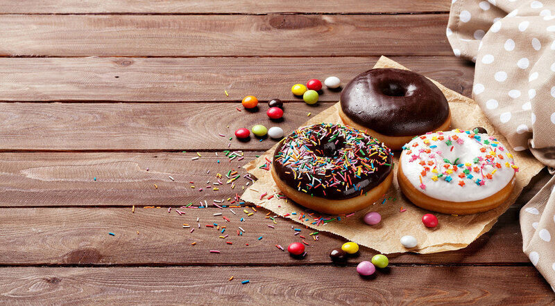 Three Donuts on Wood