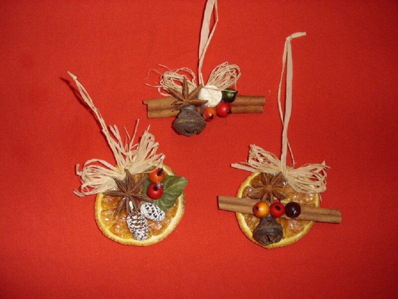 Three Dried Fruit Ornaments