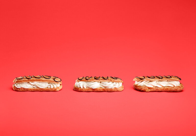 Three Eclairs on Red