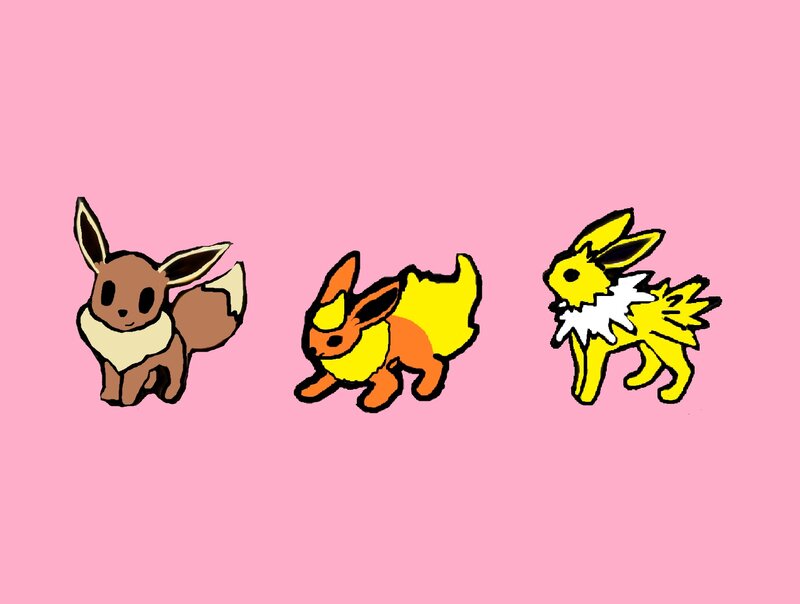 Three Eevee Evolutions — Pink