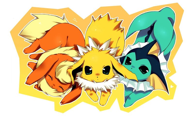 Three Eevee Evolutions — Yellow, Cute