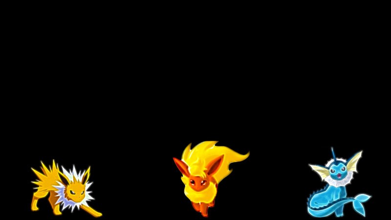 Three Eevee Evolutions — Yellow, Neutral