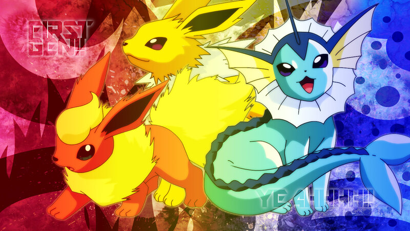 Three Eevee Evolutions — Yellow, Vibrant