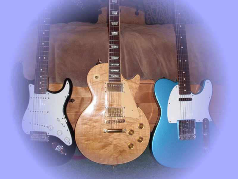 Three Electric Guitars — Blue, Calm