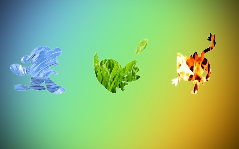 Three Elemental Creatures — Blue