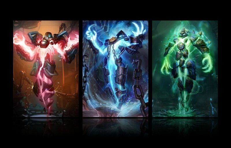 three elemental forms of a robotic warrior