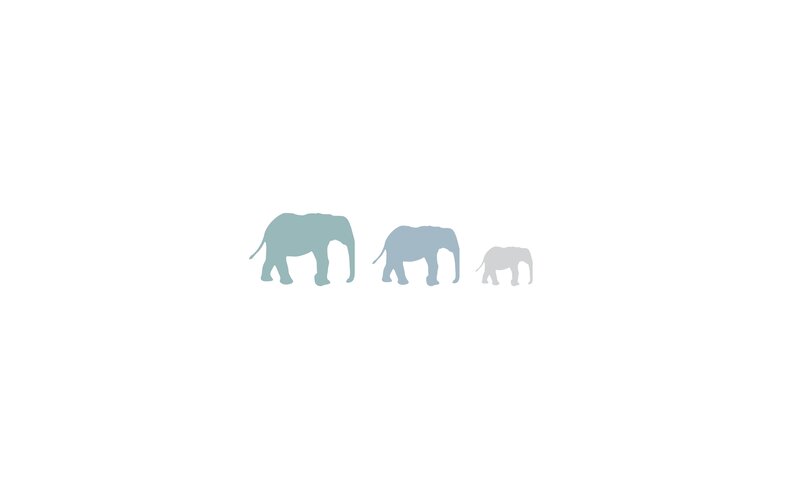 Three Elephants in a Row — Blue
