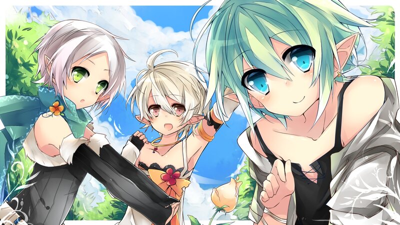 Three Elf-like Characters — Green