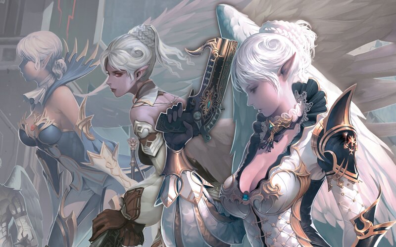 Three Elf-like Women — White