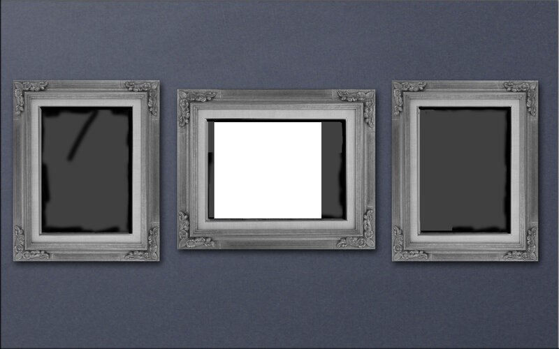 three empty picture frames