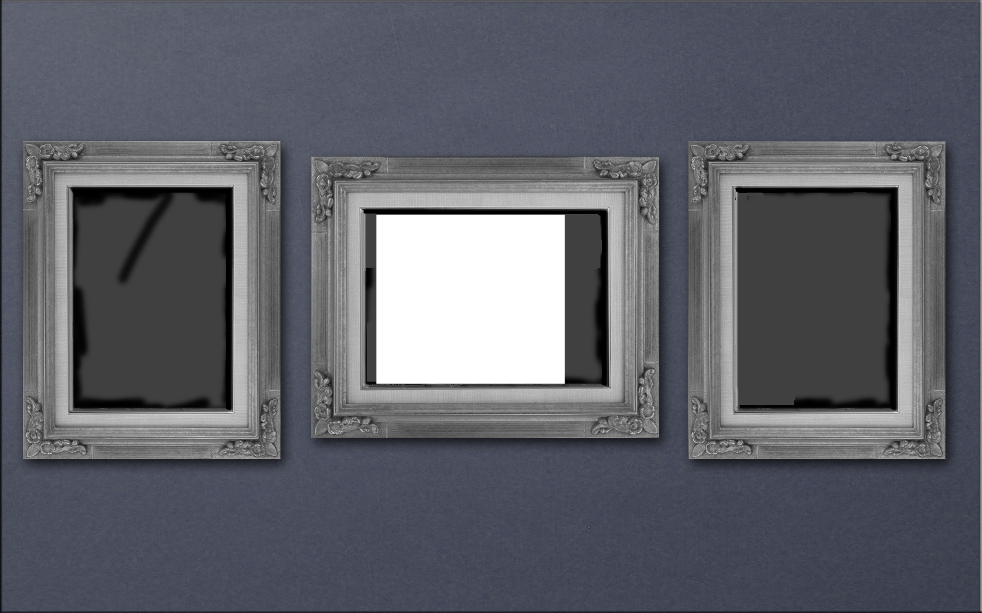 three empty picture frames