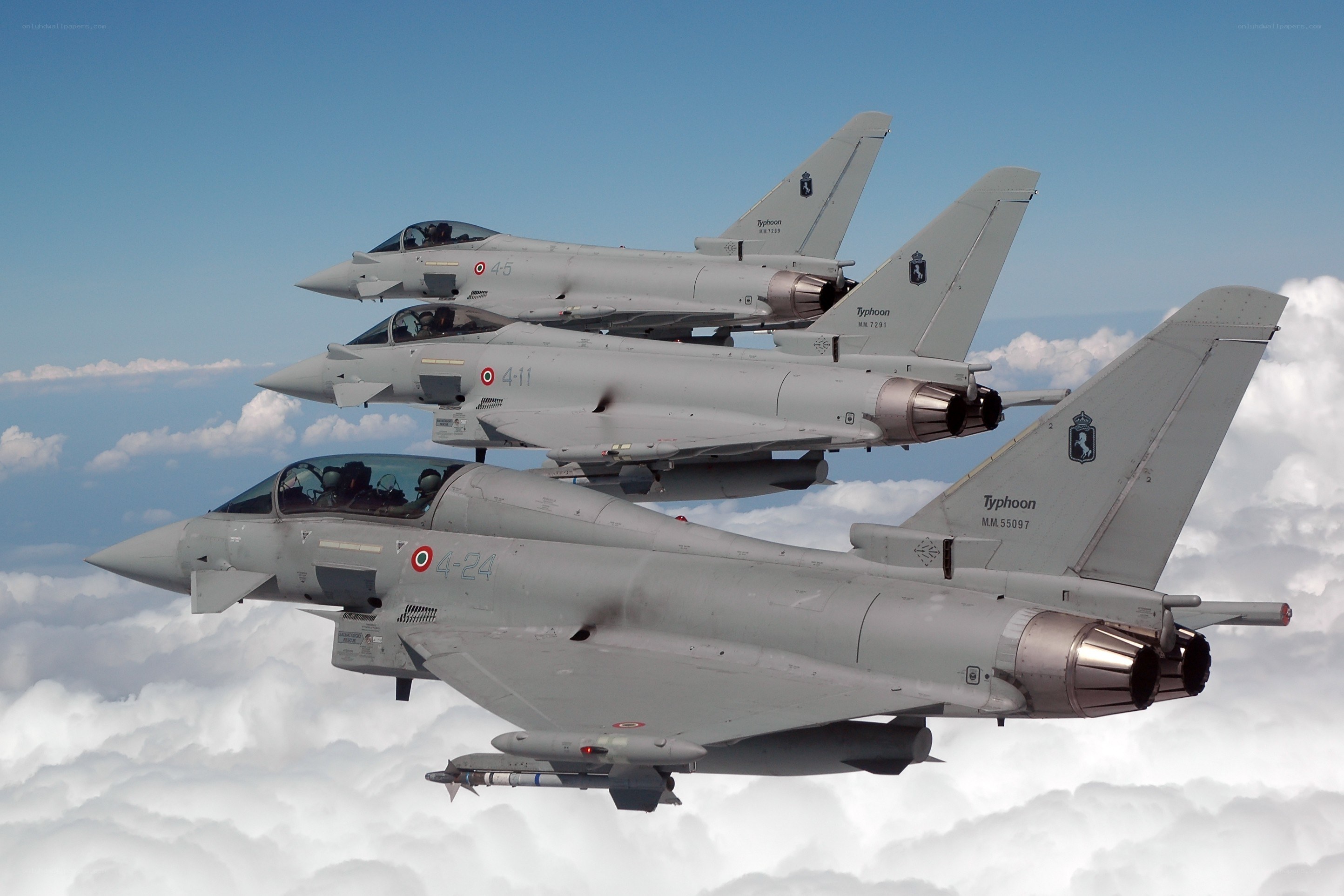 Three Eurofighter Typhoons in formation