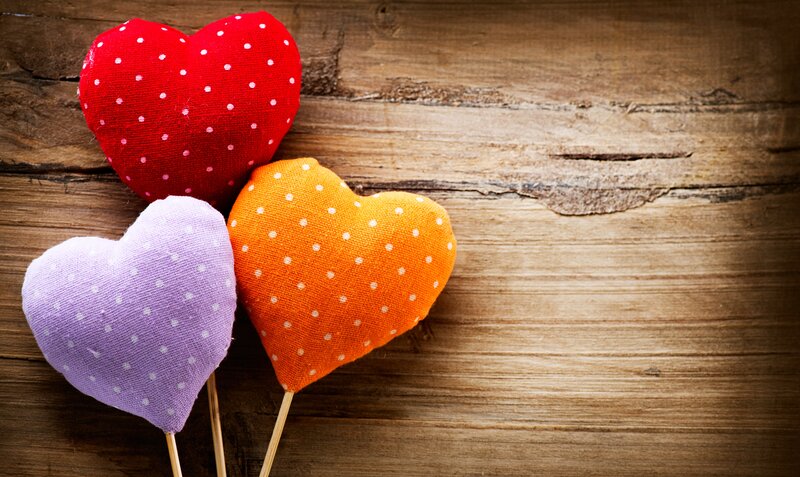 Three Fabric Hearts — Red