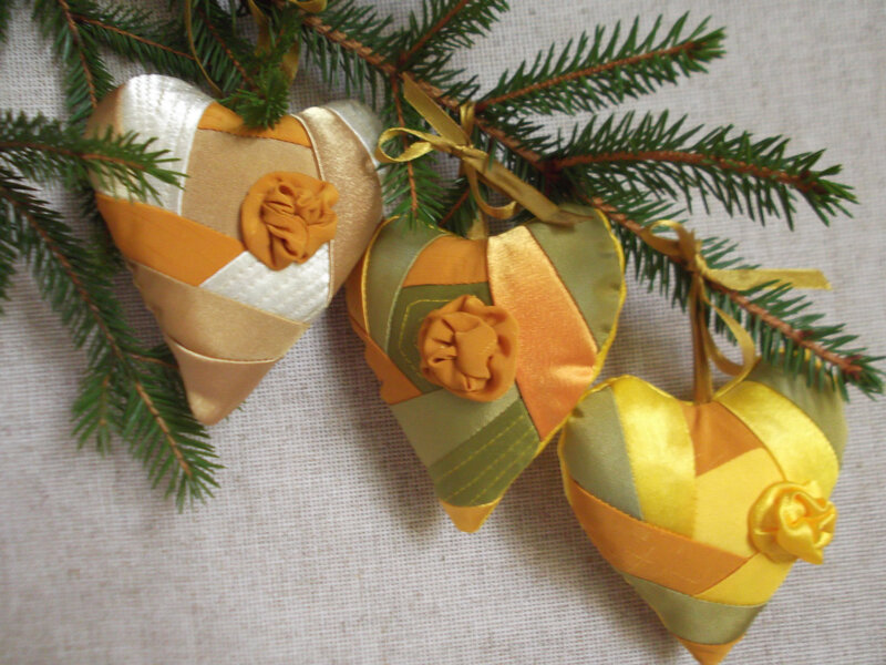 Three Fabric Hearts