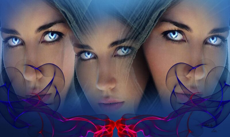 Three Faces with Blue Eyes