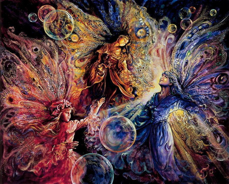 Three fairies in a dreamlike realm