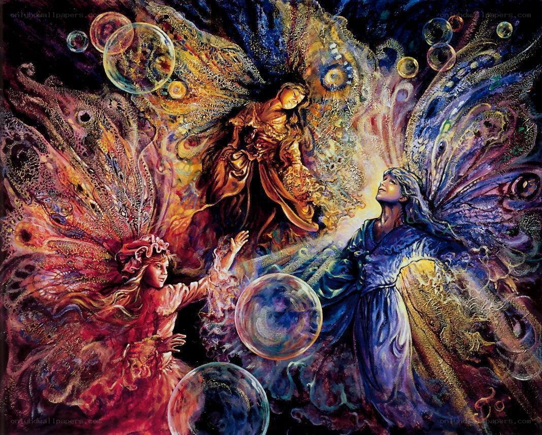 Three fairies in a dreamlike realm