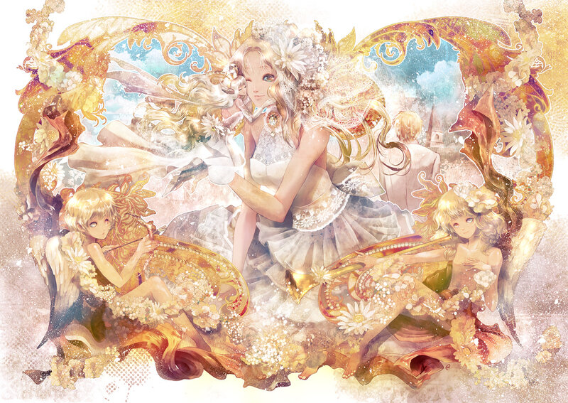 Three Fairies in a Floral Frame