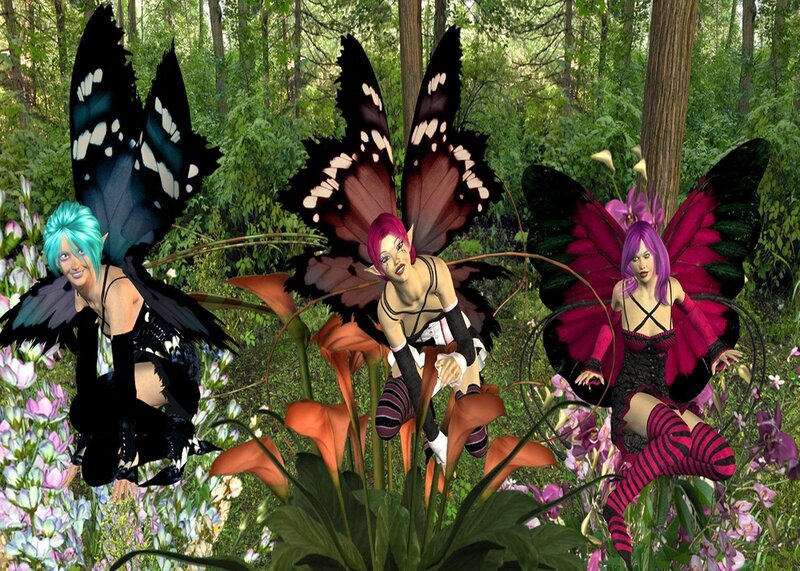 Three fairies in a forest