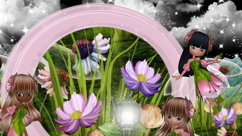 Three Fairies in a Garden