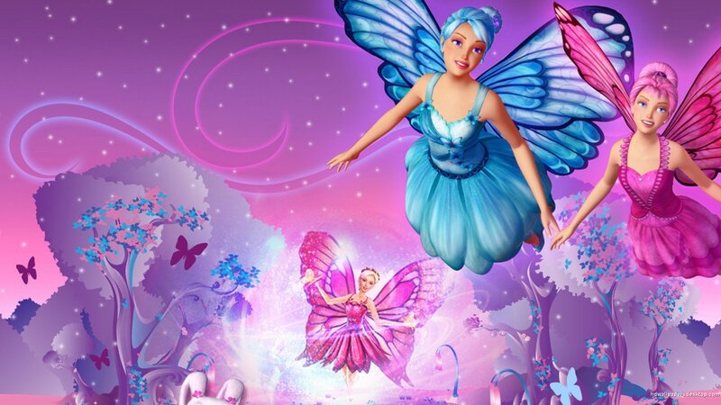Three Fairies in Flight — Purple