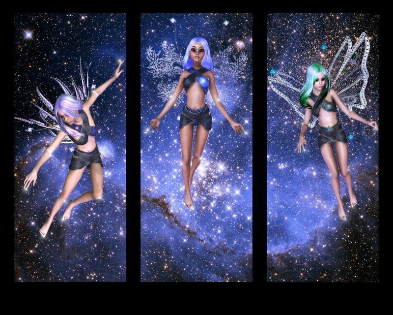 three fairies in space