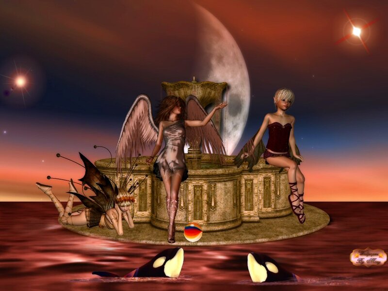 Three Fairies on a Platform