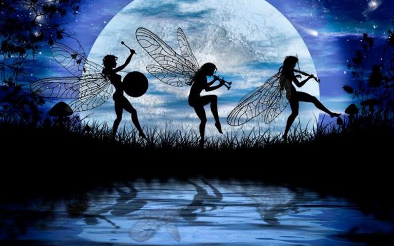 Three Fairies Silhouetted