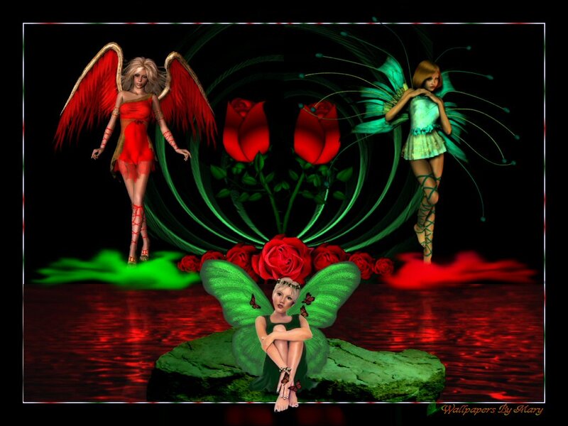 Three Fairies with Roses