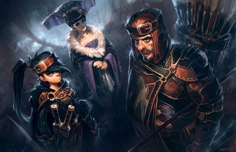 Three Fantasy Characters — Black, Dramatic, Night