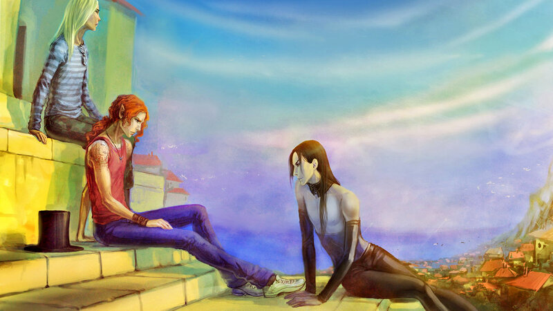 Three Fantasy Characters — Blue, Serene