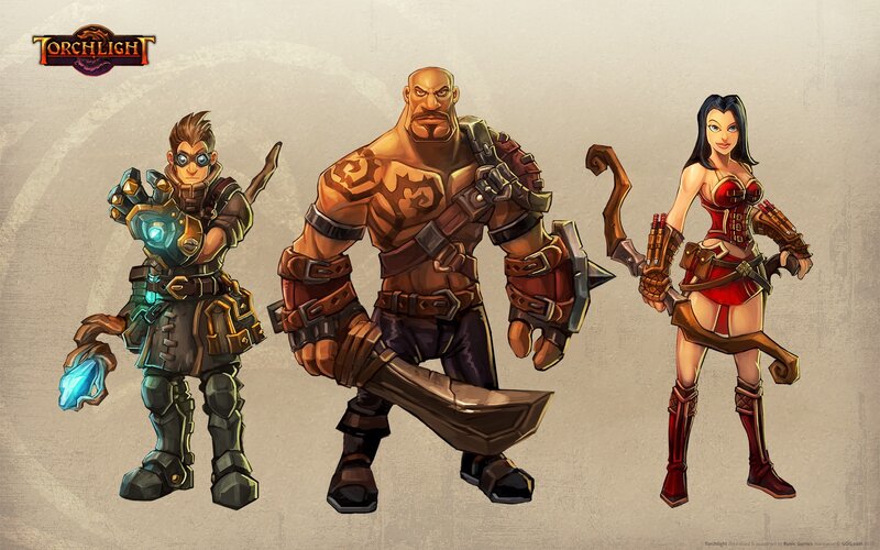 Three Fantasy Characters — Brown, Dramatic, Digital Art, Armor, Weapons