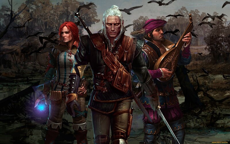 Three Fantasy Characters — Brown, Dramatic, Digital Art