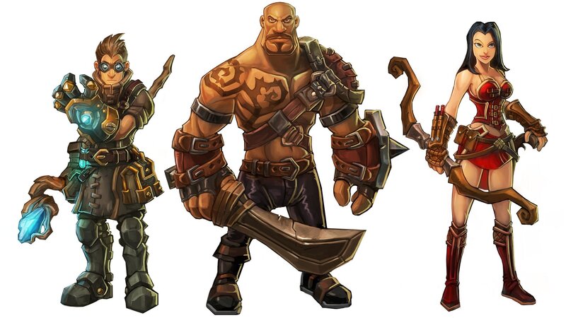 Three fantasy characters in armor