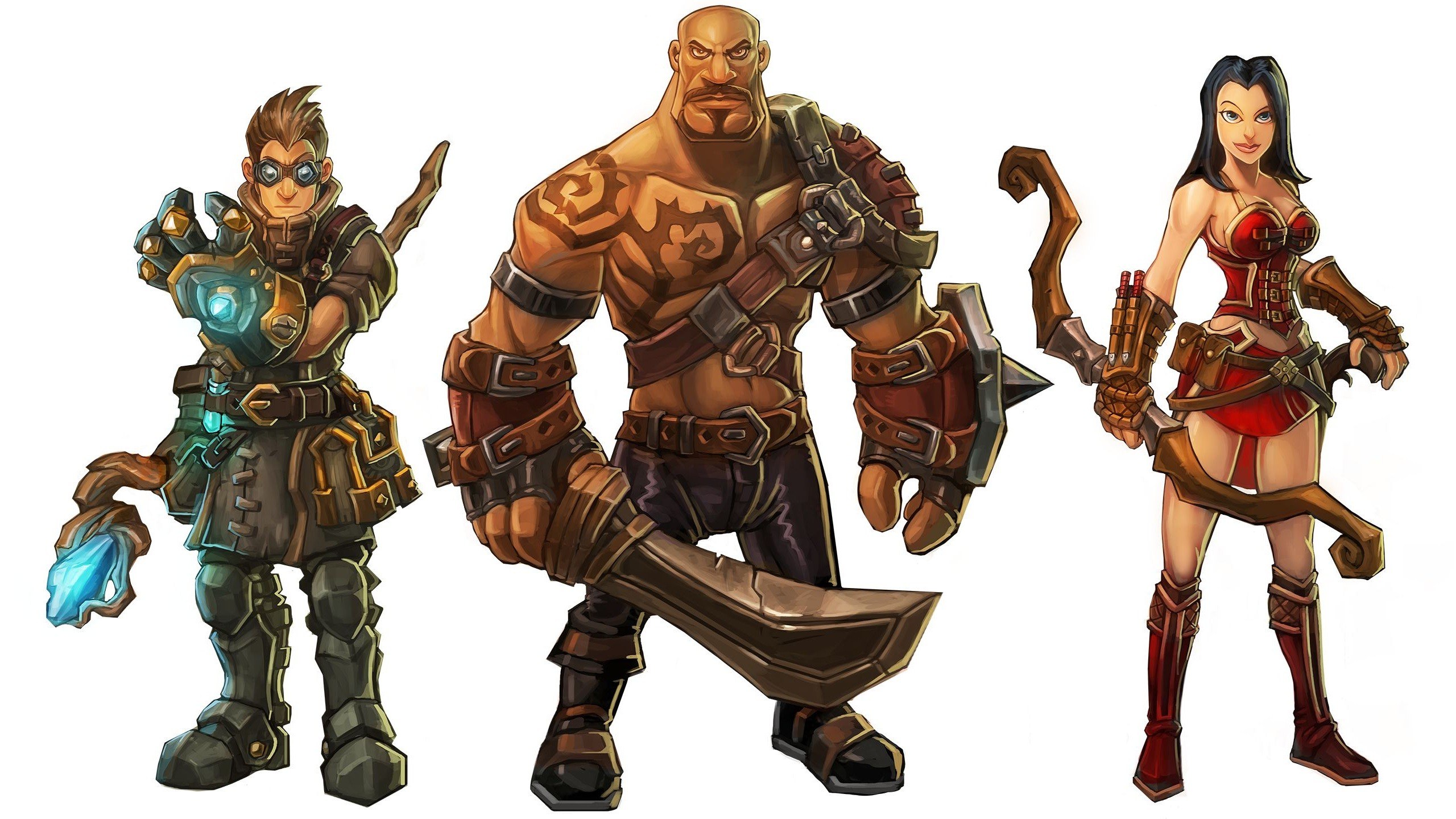Three fantasy characters in armor