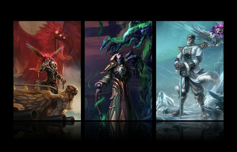 Three fantasy characters in different environments