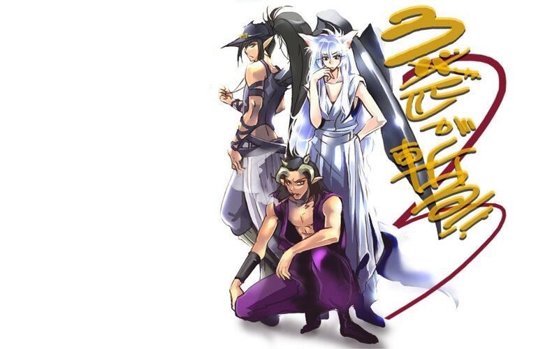 Three fantasy characters in dynamic pose