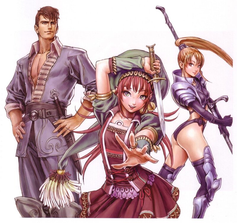 Three fantasy characters in dynamic pose