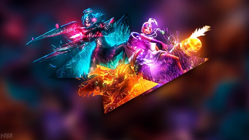 Three Fantasy Characters — Purple, Dramatic, Night, Digital Art, Swords