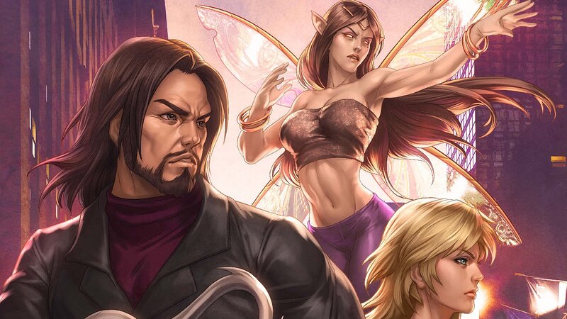 Three Fantasy Characters — Purple, Dramatic, Night, Digital Art