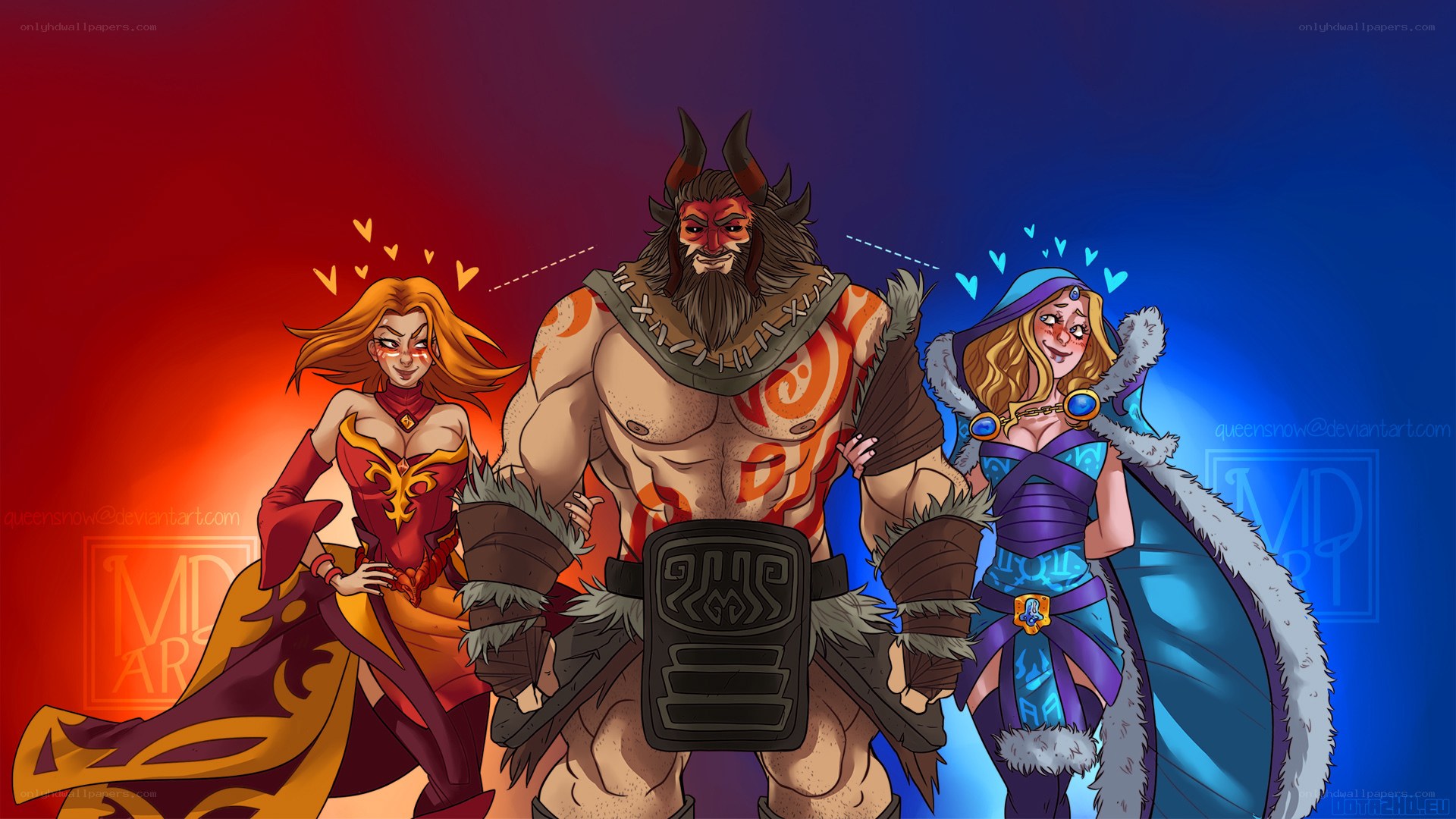 three fantasy characters together