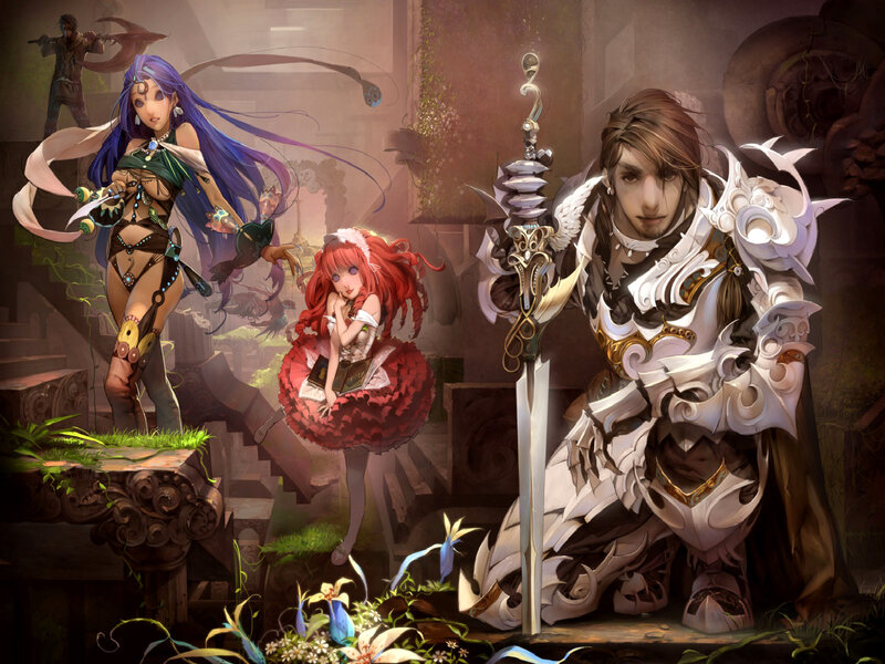Three Fantasy Characters — White, Dramatic, Digital Art