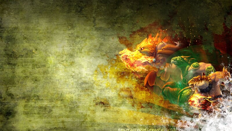 Three Fantasy Creatures Fighting — Green