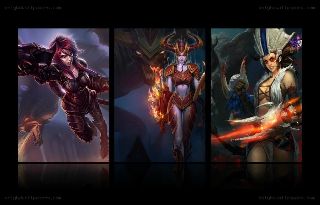 Three fantasy warrior women