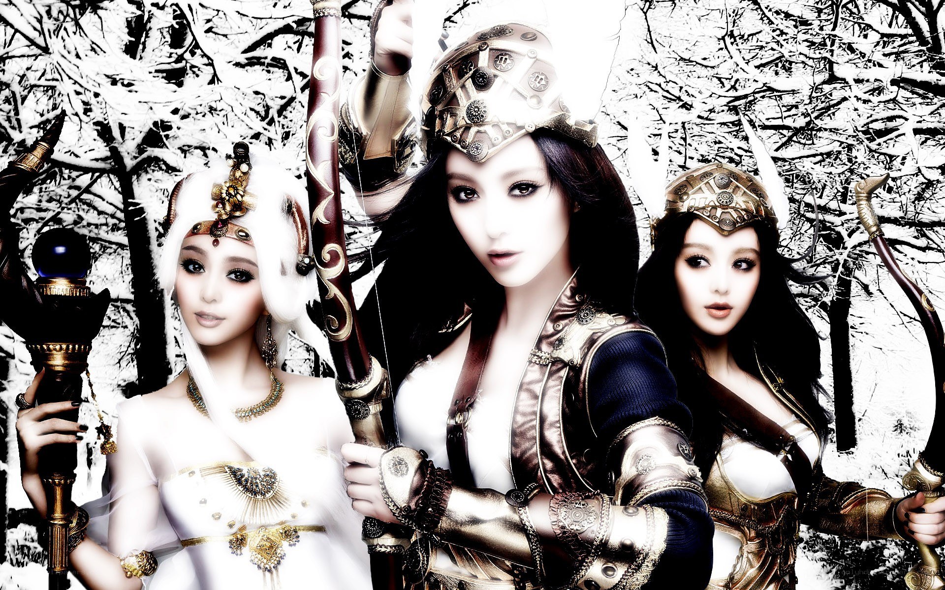 three fantasy warrior women