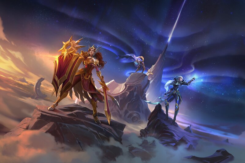 Three Fantasy Warriors — Blue, Dramatic, Night