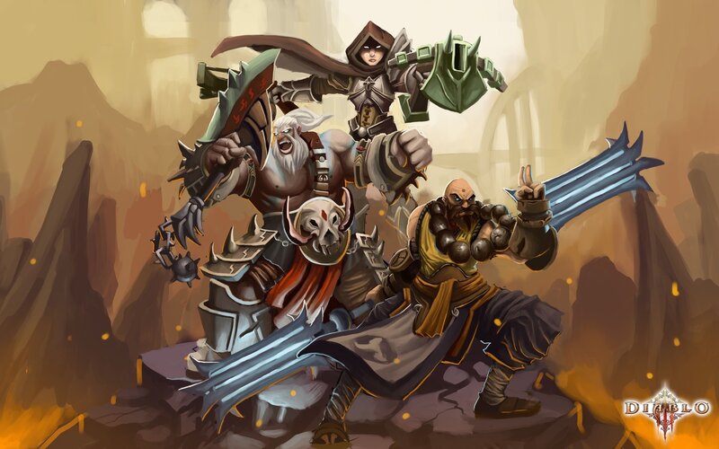 Three Fantasy Warriors — Brown, Dramatic, Digital Art, Fantasy Armor
