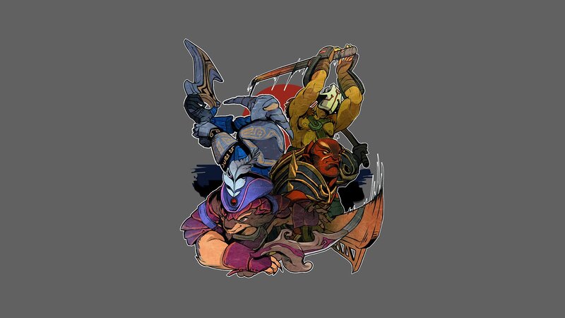Three Fantasy Warriors — Gray, Dramatic, Digital Art