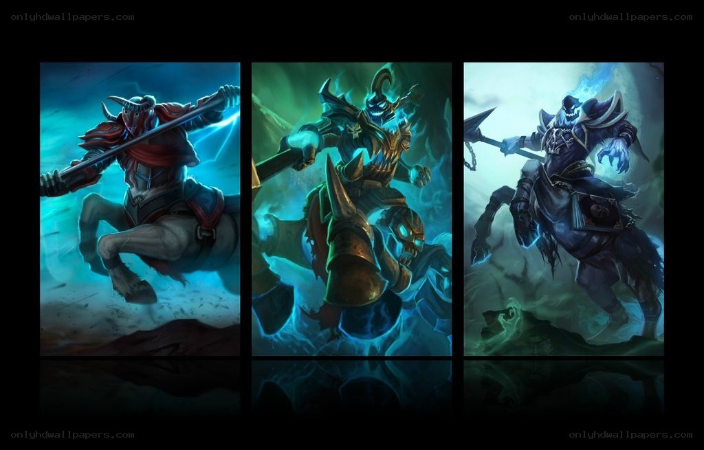 Three fantasy warriors in action